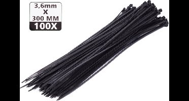 Kabelbinders - Tiewraps 3.6 x 300 mm - Zwarte Kabel binder - bundelbandjes