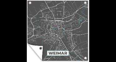 Tuinposters Blauw – Duitsland – Plattegrond – Stadskaart – Kaart – Weimar - 50x50 cm - Tuindoek