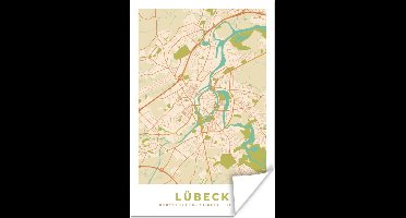 Poster Lübeck - Plattegrond - Kaart - Vintage - Stadskaart - 20x30 cm