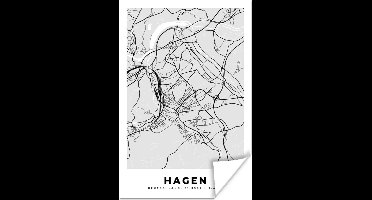 Poster Duitsland - Stadskaart - Plattegrond - Hagen - Kaart - 20x30 cm