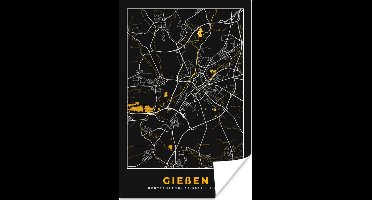 Poster Duitsland – Black and Gold – Gießen – Stadskaart – Kaart – Plattegrond - 20x30 cm
