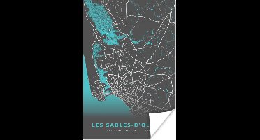Poster Frankrijk - Plattegrond - Stadskaart - Les Sables-d'Olonne - Kaart - 20x30 cm