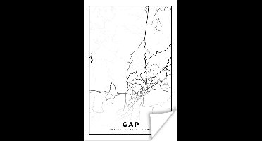 Poster Frankrijk – Kaart – Plattegrond – Gap - Stadskaart - Zwart wit - 20x30 cm