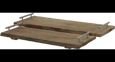 Light&living Dienblad S/2 48x21x3,5+58x24x3,5 cm RAUZAN bruin