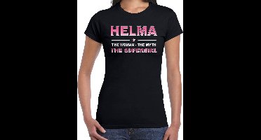 Naam cadeau Helma - The woman, The myth the supergirl t-shirt zwart - Shirt verjaardag/ moederdag/ pensioen/ geslaagd/ bedankt M