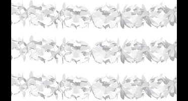 Feest slinger/guirlande - Set van 3x stuks - wit - papier - 6 meter - verjaardag