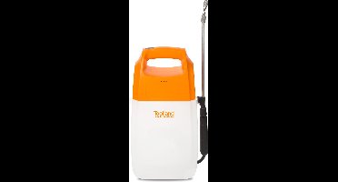 Toolland Drukspuit, elektrisch, herlaadbare batterij, telescopische lans, regelbare sproeikop, schouderriem, 6 liter, wit/oranje/zwart
