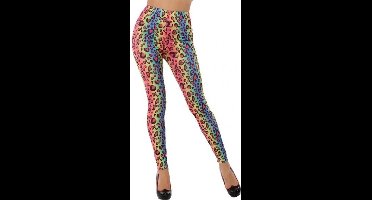 Gekleurde luipaard legging voor dames - Jaren 80 - Foute Party Carnaval verkleedkleding