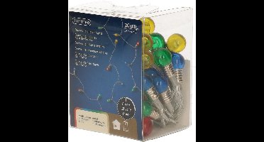 Lumineo Feestverlichting- gekleurde bolletjes - 190 cm - 20 lampjes - op batterij - kerstdecoratie/versiering
