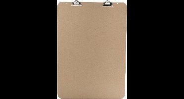 Klembord XL - Bord Met 2 Papierklemmen - Houten Bord Met Metalen Klemmen - Poster Bord Met Clips - A2, A3 - Afm. 52x74x0,5cm - Creotime - 1 stuk