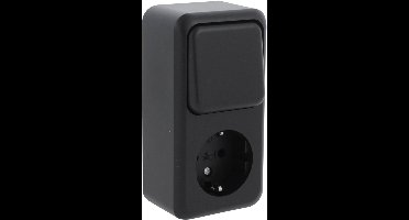 Q-Link Stopcontact met Wisselschakelaar – Opbouw Stopcontact – Zwart – Schakelaar en Stopcontact – Verticaal – Randaarde