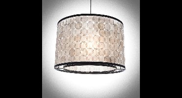 Handmade Design lamp woonkamer slaapkamer Hanglamp Panay cilinder capiz schelpen 55 cm met metalen frame