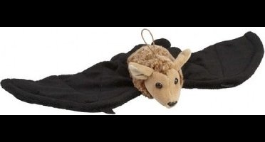 Pluche zwart/bruine vleermuis knuffel hangend 45 cm - Vleermuizen nachtdieren knuffels - Speelgoed voor kinderen