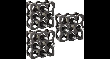 PlasticForte Wijnrek - stapelbaar - voor 27x flessen - 36 x 12,5 x 36 cm - kunststof