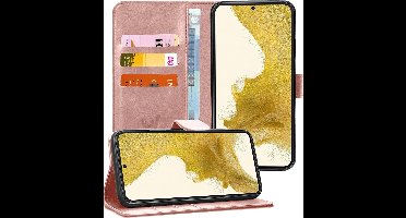 Hoesje geschikt voor Samsung Galaxy S22 Plus - Book Case Kunstleer Wallet Cover Portemonnee Pasjeshouder Hoes Roségoud