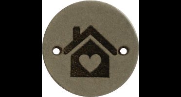 Durable Leren Rond Label met Huisje Opdruk – 2 cm – Set van 2 Stuks