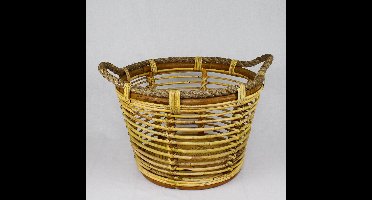 Migo Styling - Wasmand - Opbergmand - Stoer - Bamboe - Rotan - Touw - Naturel - Yellow - Taps toelopend - H31 cm