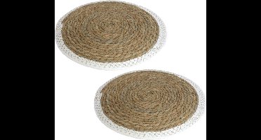 Set van 2x stuks pannen onderzetter van zeegras rond 34 x 34 cm - Kookpannen/bakpannen op tafel zetten