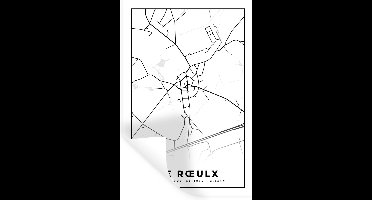 Muurstickers - Sticker Folie - Zwart Wit – België – Plattegrond – Stadskaart – Kaart – Le Rœulx - 20x30 cm - Plakfolie - Muurstickers Kinderkamer - Zelfklevend Behang - Zelfklevend behangpapier - Stickerfolie