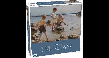 Tactic Albert Edelfelt: Playing Boys on the Beach – Puzzel – 1000 stukjes – Klassieke Kunst aan Zee – Strak en Rustgevend Ontwerp – Hoogwaardige Scandinavische Kwaliteit