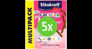 Vitakraft Cat-Stick Mini Kattensnack - Multipack Mix - 5 x 3 Stuks - 5 Verpakkingen