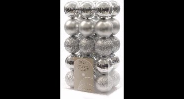 Decoris Kerstballen - 30 stuks - zilverkleurig - mat en glans - 6 cm