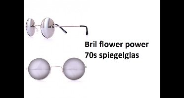 Bril flower power 70s zilver spiegelglas - Uilebril John lennon bril beatles rond 70s and 80s disco peace flower power happy together toppers