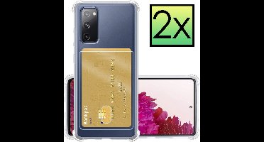 Hoesje - 2 Stuks - Geschikt voor Samsung Galaxy S20 FE - Met Pashouder en Kaarthouder - Telefoon Hoes Shockproof - Siliconen Case - Back Cover - Shock Proof - Pasjes Houder - Transparant