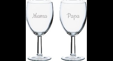 Gegraveerde wijnglas 24,5cl Mama & Papa