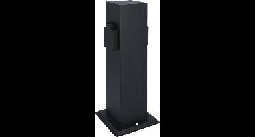 HOFTRONIC - Delta S - Buitenstopcontact paal - 30cm - 2 stopcontacten - IP44 voor buiten - Tuinstopcontact op zuil - Zwart