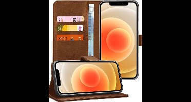 Hoesje geschikt voor iPhone 12 / 12 Pro - Book Case Kunstleer Pasjeshouder Bruin