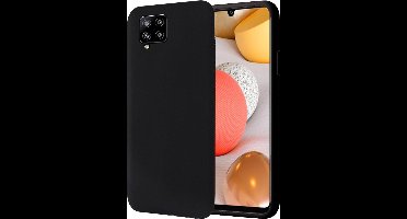 Hoesje geschikt voor Samsung Galaxy A42 - Matte Back Cover Microvezel Siliconen Case Hoes Zwart