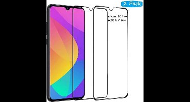 Screenprotector Geschikt voor 12 Pro Max Screenprotector - 2 Pack full cover Shatter-Proof tempered glass Zwart