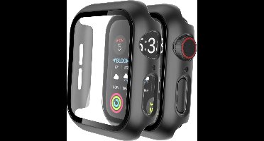 Screenprotector + Hoesje geschikt voor Apple Watch SE 44 mm - Screen Protector Glas Transparant