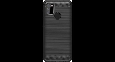 Shop4 - Samsung Galaxy A21s Hoesje - Zachte Back Case Brushed Carbon Zwart