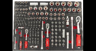 145 Delige Doppenset met Ratels in Carbon Foam inlay voor Gereedschapswagen