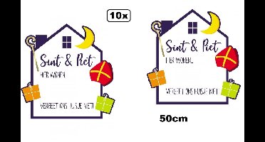 10x Raambord Sint & Piet beschrijfbaar - Sinterklaas Sint en Piet thema feest schoorsteen huis