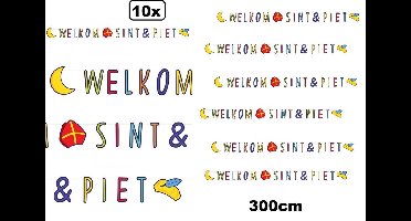 10x Letterslinger papier Welkom Sint & Piet 300cm - letter slinger Sinterklaas Feest thema party schoorsteen
