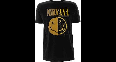 Nirvana Heren Tshirt -L- Spliced Smiley Zwart