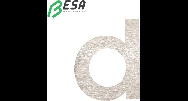 Huisnummer Fuji 80mm INOX letter = d inclusief dubbelzijdige tape