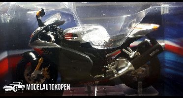 Aprilia RSV 1000R (Zwart/Zilver) (12 cm) 1/24 Atlas Superbikes - Modelmotor - Schaalmodel - Model motor - Miniatuurmotor - Miniatuur motor