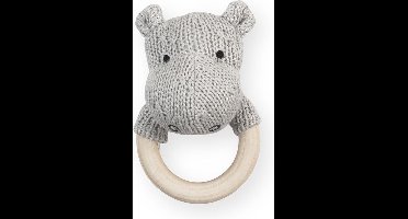 Jollein Bijtring met rammelaar - Hippo - Light Grey