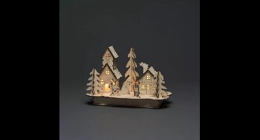 Konstsmide kersthuisje buiten tafereel bos met huisjes en dieren hout