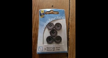 5 Knopen grijs 15mm Sorbo