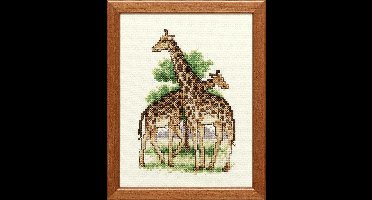 Pako Borduurpakket met telpatroon - twee Giraffen - 210.867 - voorgesorteerd garen - Aida - 13 x 17 cm - DIY kit