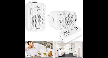 Buitenspeakers - Bluetooth geluidsinstallatie met 2 vochtbestendige opbouwspeakers (3 inch) voor bijvoorbeeld overkapping, badkamer, sauna ruimte, etc. - Wit