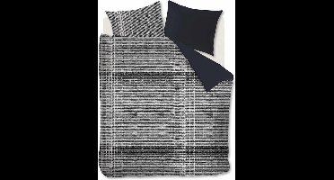 VT Wonen Check XL Dekbedovertrek - Flanel - Tweepersoons - 200x200/220 cm - Black