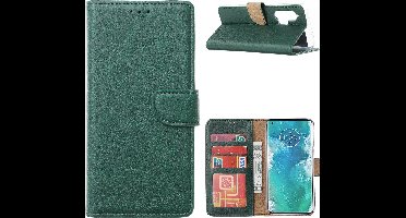 Hoesje geschikt voor Moto Edge Plus Telefoonhoesje - Hoesje geschikt voor Motorola Edge+ Booktype cover walletcase met pasjes - Groen
