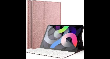 Hoes met Toetsenbord geschikt voor iPad Air 2022 / 2020 10.9 inch - Kunstlederen Book Case Cover Hoesje met Toetsenbord Roségoud