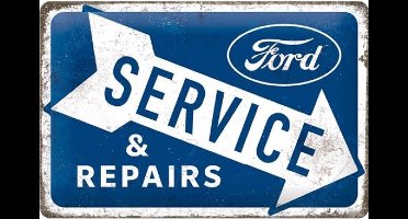 Ford - Service & Repairs​. Metalen wandbord in reliëf 20 x 30 cm.
